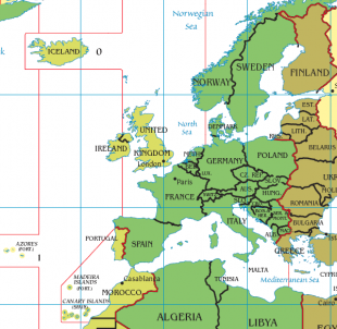 Mapa de fusos horarios e horas oficiais en Europa